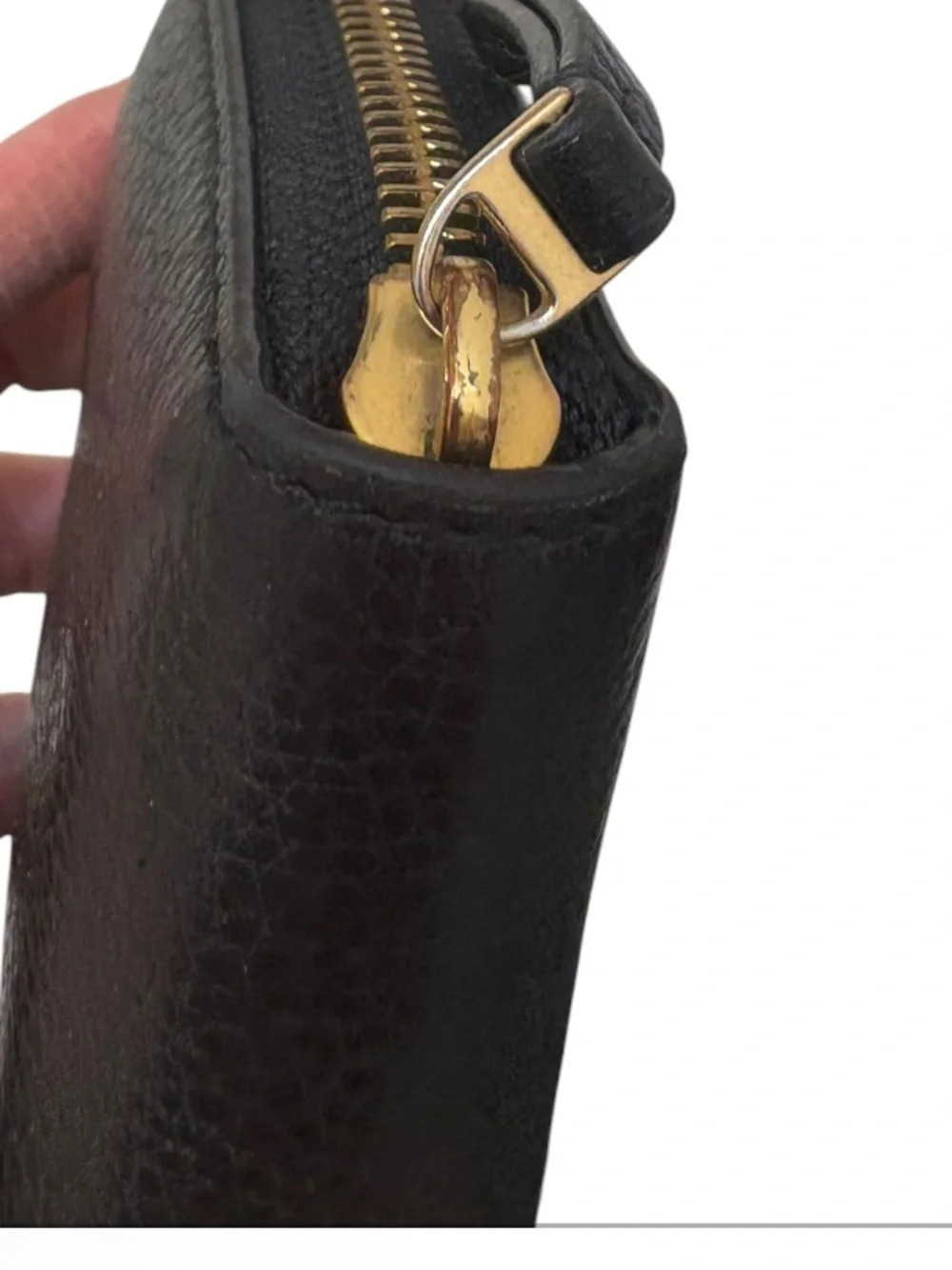Tory Burch compact small black leather T logo zippy wallet